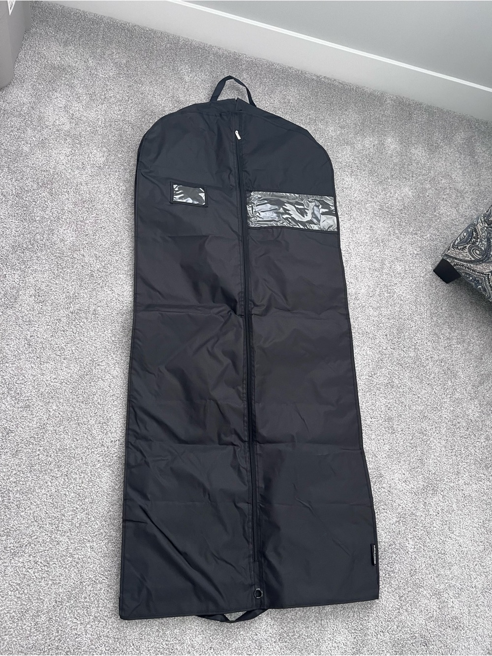 Black Garment Bag with Clear ID Window - Classic Travel Storage